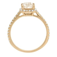 1.96ct изумруден изрязан кафяв шампанско симулиран диамант 18k жълто злато гравиране на изявление годишнина годежен сватбен ореол размер на пръстена 3.75