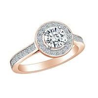 Карат кръгла форма бяла естествена диамант ореол клъстер годежен пръстен в 14K твърд розов златен пръстен размер-5.5