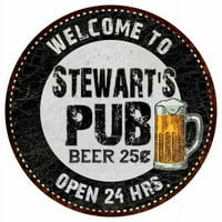 PUB на Stewart's Pub 12 Кръгъл метален знак бира бар черен декор за декор 200120039444
