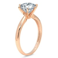 1. CT Brilliant Round Cut Clear Simulate Diamond 18K Rose Gold Politaire Ring SZ 4.75