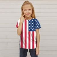Тениска на Rovga за момиче деца деца деца унизинг пролет лято активна мода ежедневно ежедневно на закрито накрит печат с къс ръкав върхове американски независимост ден тениска облекло с къс ръкав детски върхове