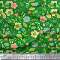 Soimoi зелен памук Poplin Fabric Leaf Floral Print Шиене на тъкани двор