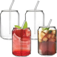 DABULIU 14OZ BEER CAN CANS, Класическа сода могат да бъдат стъклени чаши, първокласни ръчно изработени прозрачни чаши за пиене с стъклени сламки за многократна употреба за леден чай, вода, вино, коктейли